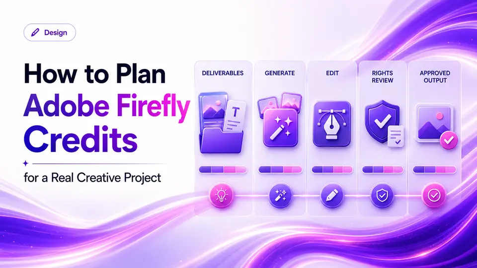 Adobe Firefly credit-planning workflow from deliverables to approved output