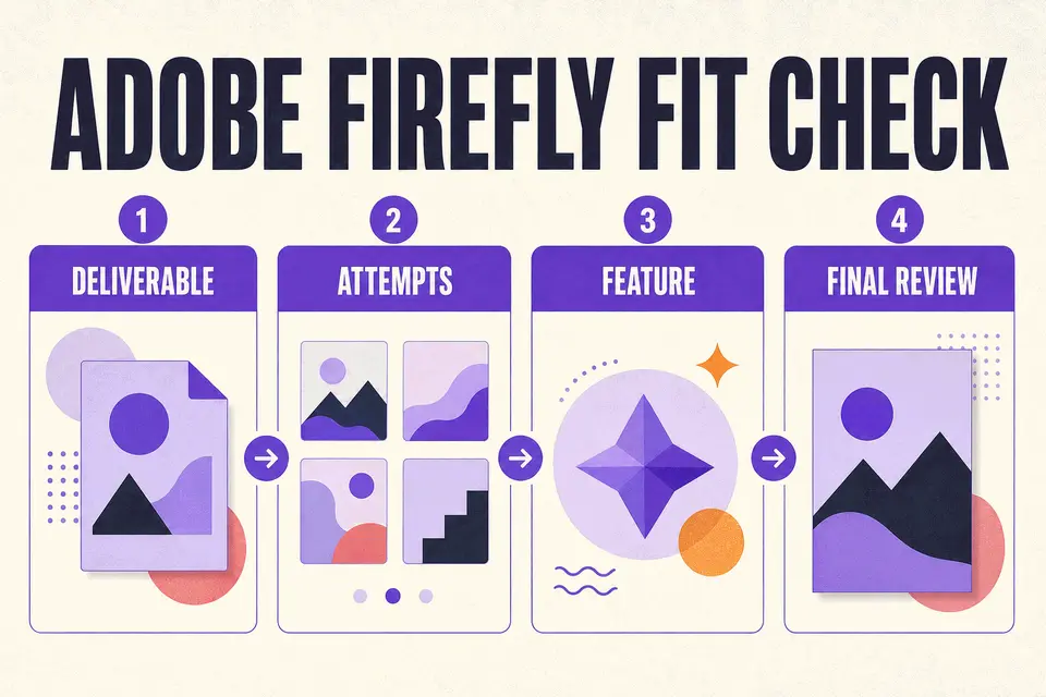 Adobe Firefly project worksheet connecting deliverables, generation attempts, feature allowances, editing, and final approval