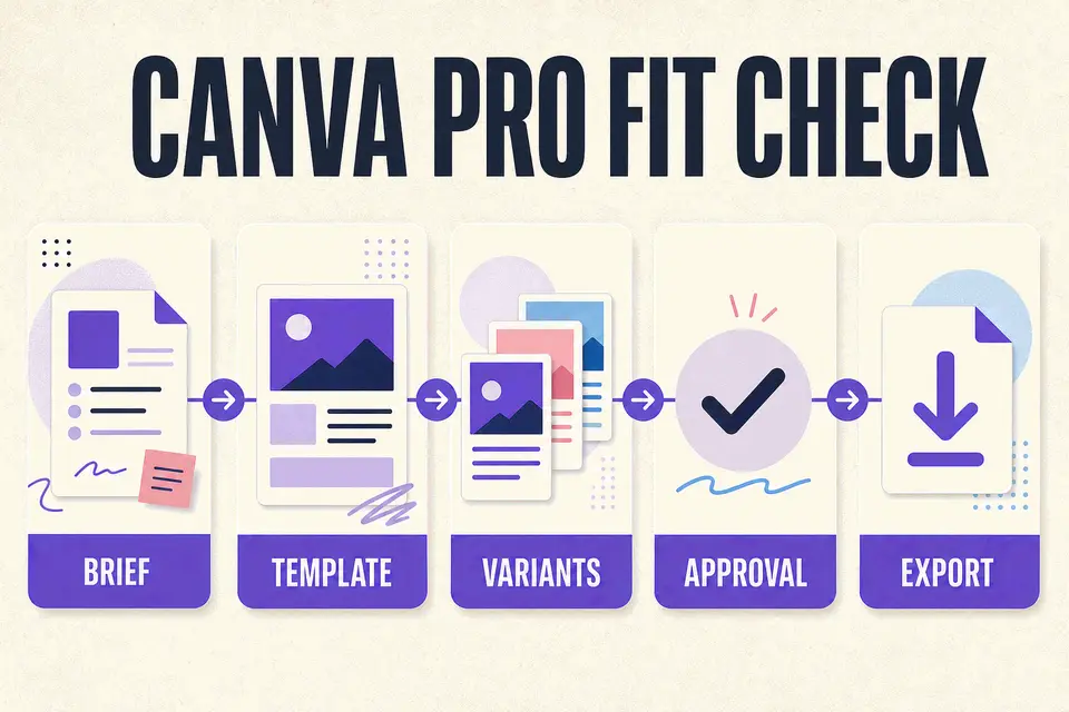 Canva Pro production workflow from campaign brief through templates, format variants, approval, and export