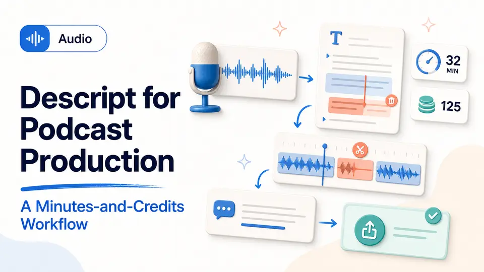Descript podcast-production workflow from transcript to approved export