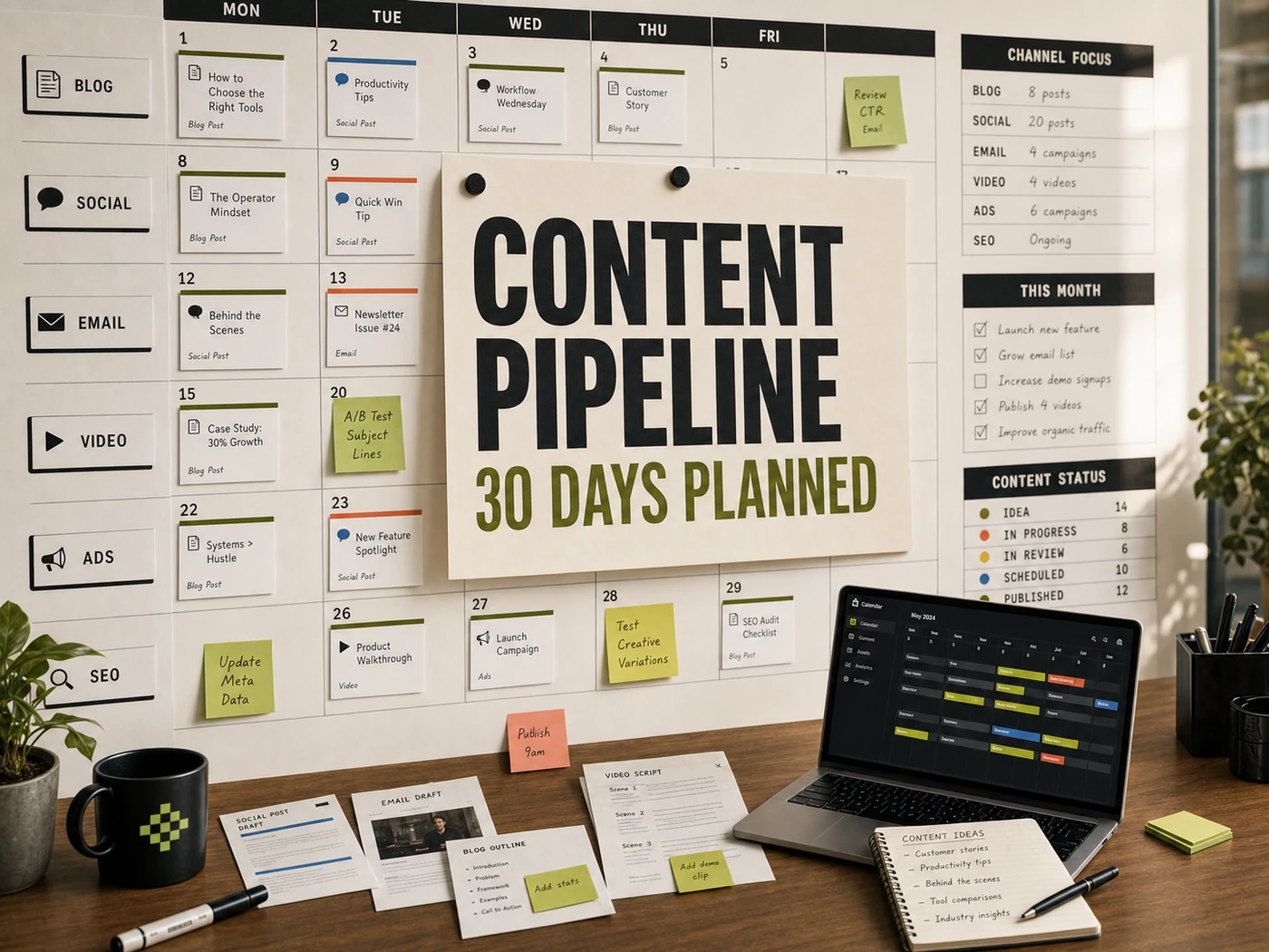 Multi-channel content pipeline view